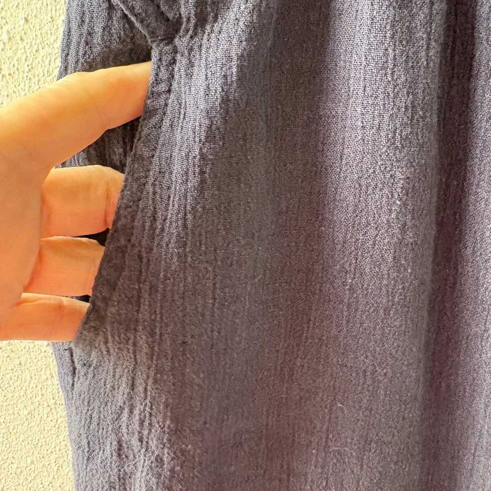 Poetry Linen Blend Drawstring Ankle Pants Size 14 Coastal Chic Navy Quiet Luxury - Picture 6 of 12